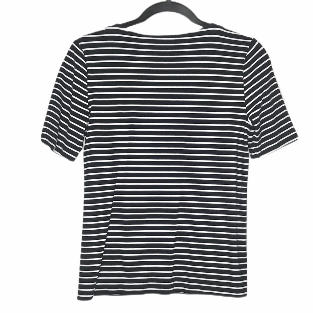 NEW Ann Taylor Womens Colorblock White/Black Stripe Ponte Top Small - Picture 6 of 8